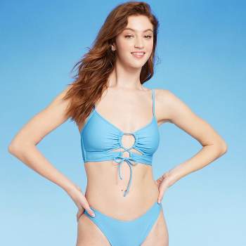 Women's Hankerchief Bandeau Bikini Top - Wild Fable™ Neon Blue D/dd Cup :  Target