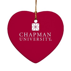 Chapman University Primary Logo HeartShaped Porcelain Holiday Christmas Tree Ornament  2.8" - 1 of 4