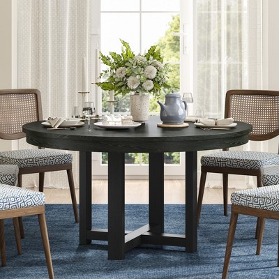 Wooakway 30"H Modern Wood Dining Table Conference Table Kitchen Table Gaming Table with Double Pedestal Black/Walnut/Natural Wood