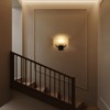PAKOKULA Farmhouse 1-Light Black Rectangular Wall Sconce with White Half-Moon Fabric Shade - 3 of 4