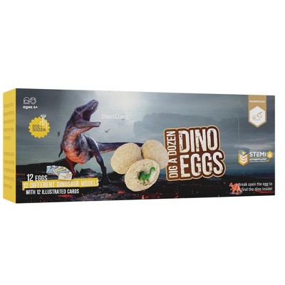 Dan&Darci Dig a Dozen Dino Eggs Kit – 12 Unique Dinosaur Models with Excavation Tools, Brushes, and Learning Cards – STEM Authenticated