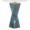 LumiSource Curvo 27" Contemporary Table Lamp Blue Ceramic, Gold Metal, and White Linen - 4 of 4