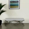 HomeRoots 55" Dark Gray And Nickel Chenille and Metal Upholstered Bench - 2 of 4