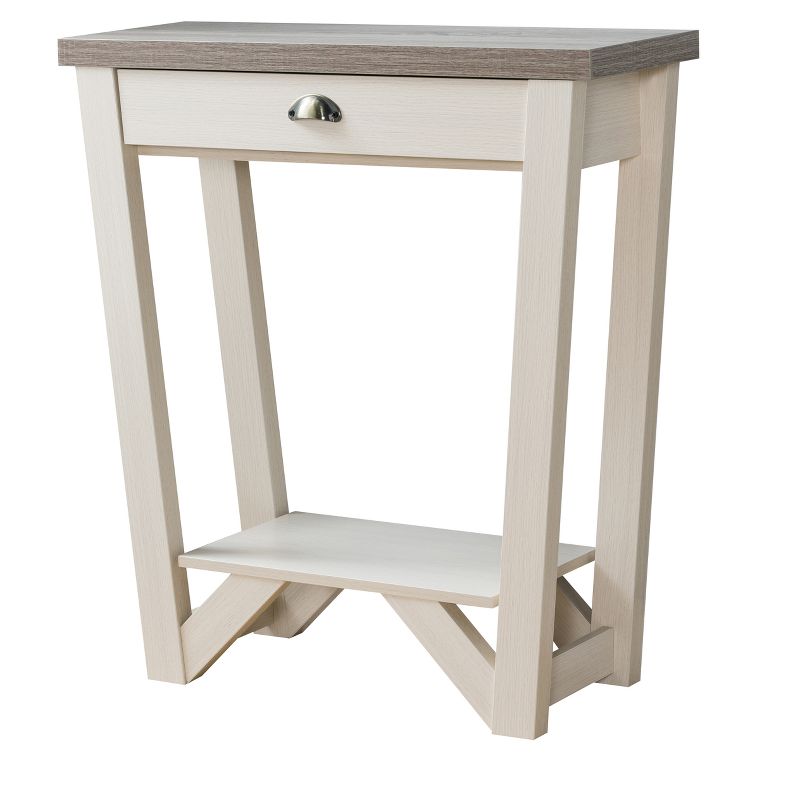 Risa Contemporary 1 Drawer Console Table Ivory /Light Oak - HOMES: Inside + Out, 1 of 5