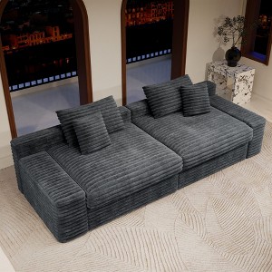 GDFStudio Alverra 118" Modular Corduroy Upholstered Compressed Sectional Sofa - 1 of 4