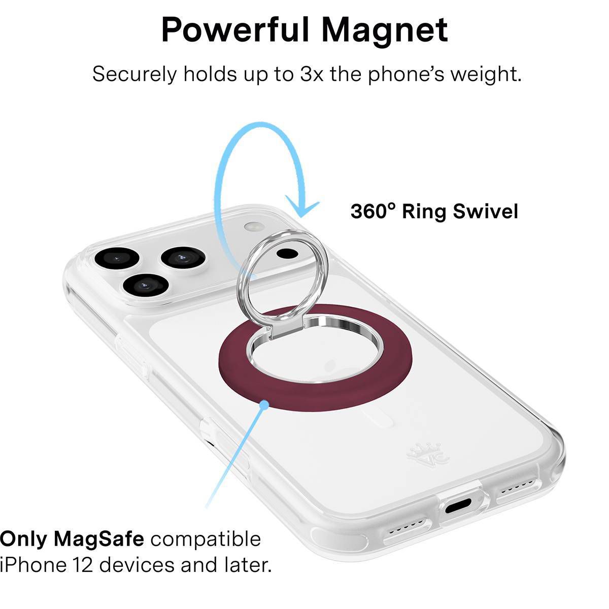 VELVET CAVIAR Magnetic Cell Phone Ring & Stand Charms - Burgundy 1990 - thumbnail 2