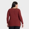 Women's Long Sleeve Lace Trim Scoop Neck Top - A New Day™ - 2 of 3