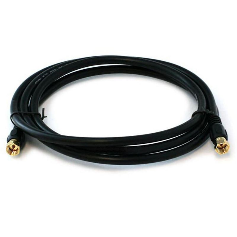 Monoprice Video Cable - 6 Feet - Black | RG6 Quad Shield CL2 Coaxial Cable with F Type Connector, 1 of 3