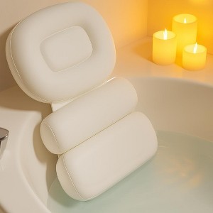 Home Mart Goods Large Plush Comfort Soft Neck Bath Pillow Quick Dry With Suction Cups - 1 of 2