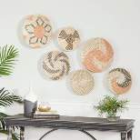 Set of 6 Seagrass Plate Handmade Patterned Basket Wall Decors Orange - Olivia & May