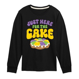 Boys' - Instant Message - Mardi Gras Here For The Cake Long Sleeve Graphic T-Shirt - 1 of 4