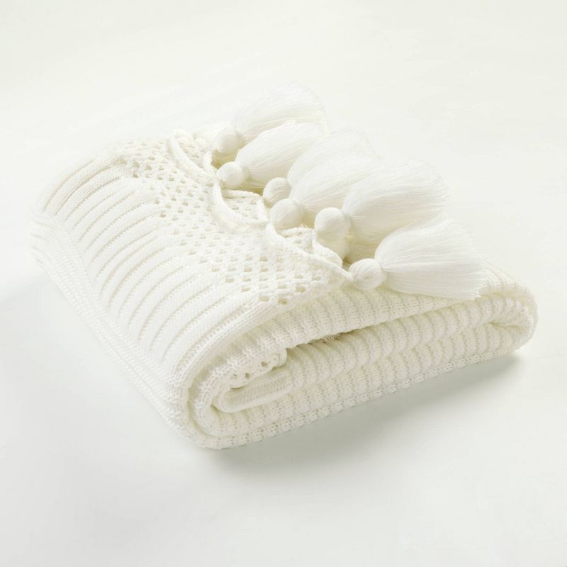 50"x60" Boho Knitted Tassel Throw Blanket - Lush Décor, 1 of 9
