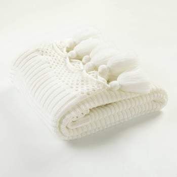 50"x60" Boho Knitted Tassel Throw Blanket - Lush Décor