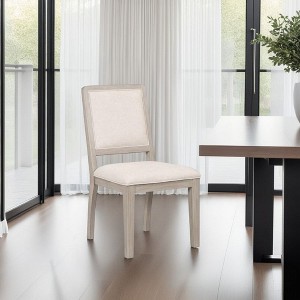 Royal Hampton Dining Side Chair Set of 2, Rattan Design, Natural Brown Wood - 1 of 4