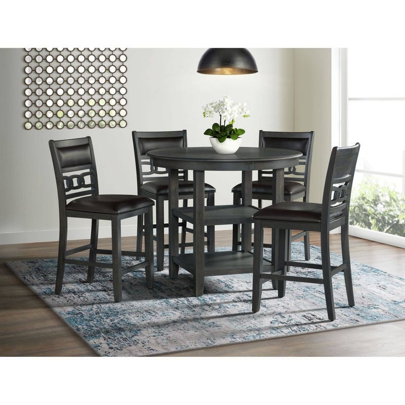 5pc Taylor Counter Height Dining Set Table and 4 Faux Leather Side Chairs Gray - Picket House Furnishings, 3 of 18