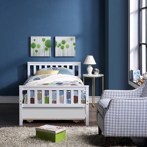 Twin Bed with Trundle, Platform Bed Frame with Headboard and Footboard, for Bedroom Small Living Space,No Box Spring Needed - 1 of 4