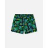 Deux par Deux Boy Printed Swim Trunks Green Jungle on Black - 4 of 4