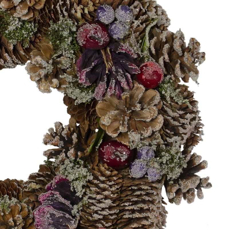 Northlight Iced Pine Cone and Berries with Botanicals Artificial Christmas Wreath, 13-Inch, Unlit, 3 of 4