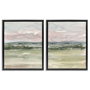 Stupell Industries Rural Landscape Watercolors Black Framed Floater Canvas Wall Art (Set of 2) - 1 of 4