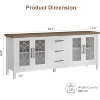 Farmhouse TV Stand , Mid Century Modern Entertainment Center with Glass Door, Rustic Television Stands 2 Storage Door & 3 Drawer for 70 inch TVs - 2 of 4
