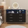 Dresser for Bedroom with LED Light & Charging Station, 6 Drawers Wooden Dressers with Open Space, Modern Chest of Double Wide Drawers - 4 of 4
