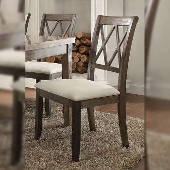 Set of 2 26" Claudia Dining Chairs Beige Linen/Salvage Brown - Acme Furniture
