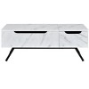HomeRoots 48" White and Black Wood and Steel Lift Top Coffee Table With Drawer - 4 of 4