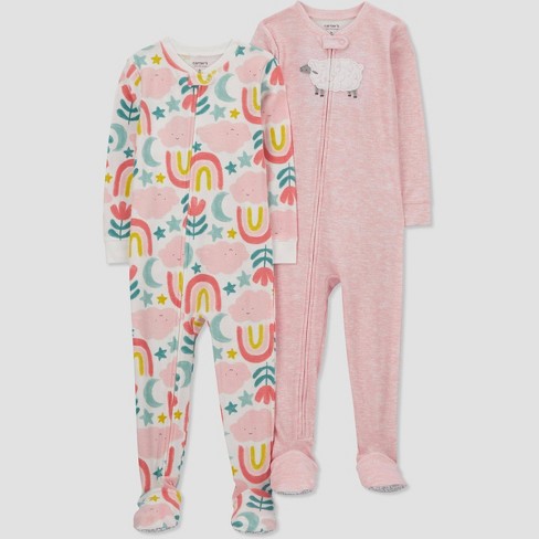 Carter s Just One You Toddler Girls Sheep And Rainbows Footed Pajamas Pink 12m Target