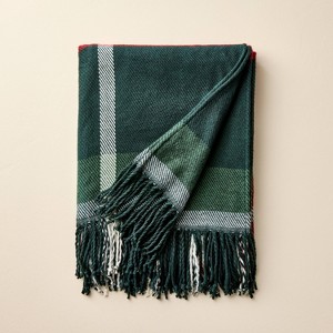 50"x60" Plaid Value Throw Blanket Red/Green - Hearth & Hand™ with Magnolia - 1 of 4