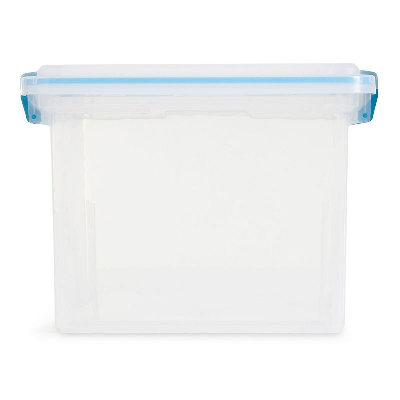 Sterilite 32 Quart Stackable Clear Plastic Storage Tote Container with Blue Gasket Latching Lid for Home and Office Organization, Clear, 4 of 7