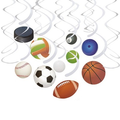 Juvale Sports Party Supplies, Hanging Swirl Decorations (30 Pack)