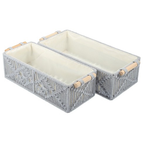Unique Bargains Bathroom Toilet Cabinet Woven Macrame Storage Baskets 1 ...