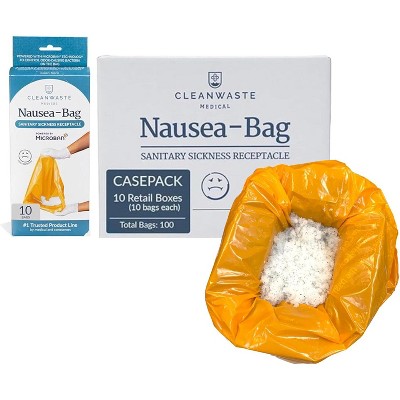 Cleanwaste Medical Nausea Vomit Bag with Microban, Filled with Absorbent Instant Gelling Powder, Neutralize Odors, Leak Resistant