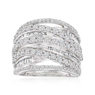 Ross-Simons 2.00 ct. t.w. Round and Baguette Diamond Highway Ring in Sterling Silver