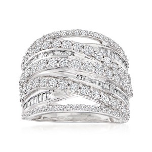 Ross-Simons 2.00 ct. t.w. Round and Baguette Diamond Highway Ring in Sterling Silver - 1 of 4