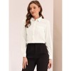 INSPIRE CHIC Women's Contrast Collar Chiffon Long Sleeve Work Office Blouse - 2 of 4