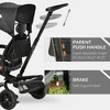 VYNXARIA Black 4-in-1 Kids' Tricycle: Reversible Seat, 2.8'-3.1' Push Handle, Canopy, Armrests, Belt, Storage Footrest, Brake & Clutch - 4 of 4