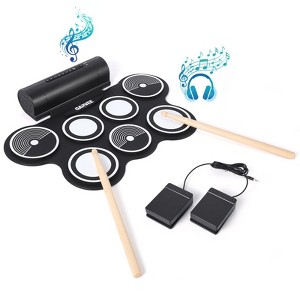 9 Pads Electric Drum Set, Portable Roll Up Electronic Drum Pad with , Pedals & Sticks, Recording Function, Great Holiday Xmas Birthday Gift for Kids - 1 of 4