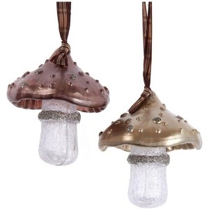 Kurt Adler Plastic Ornaments for Christmas Tree, Rustic Glam Mushrooms, Assorted (Pack of 2) - 1 of 1
