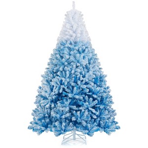 Costway 5/6/7/8 FT Artificial Christmas Tree with 456/820/1264/1774 Branch Tips & Folding Metal Stand White & Blue/White & Pink - 1 of 1