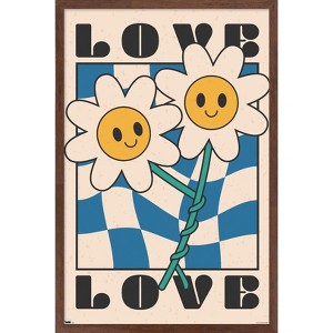Trends International Smile Face - Love Flowers Framed Wall Poster Prints - 1 of 4