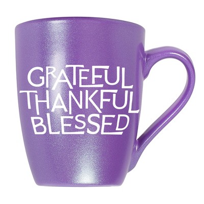 Elanze Designs Grateful Thankful Blessed Passion Purple 10 ounce New Bone China Coffee Cup Mug