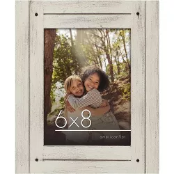 Americanflat 6x8 Rustic Picture Frame in Aspen White with Textured Wood and Polished Glass - Horizontal and Vertical Formats