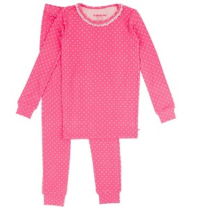RuffleButts SoftSnooze Big Girls Ruffle Long Sleeve Pajama Set - 1 of 4