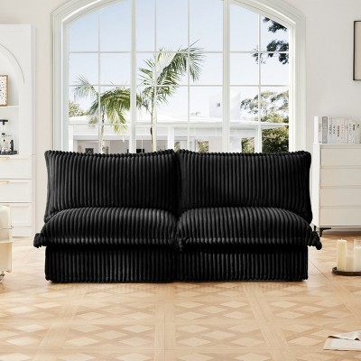 Upholstered Sectional Sofa, 2 Seater Armless Free Combination Convertible Sofa, Sectional Sofas with Corduroy Fabric-Cuddlewood