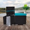 GlasFlength Ottomans and Benches, Set of 2 Patio PE Rattan Ottomans with Hidden Storage and Removable Cushion for Garden, Blue, 15.74"*15.75"*13.38" - 3 of 4