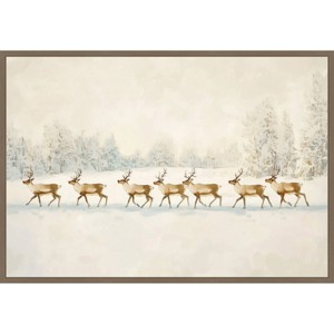 Amanti Art 33"x23" Winter Wonderland Reindeer Melloi Framed Canvas Wall Art - 1 of 4