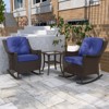 EAGLE PEAK Azure Bay 3 Piece Outdoor Wicker Bistro Set, Patio Rocking Chairs with Side Table - 2 of 4