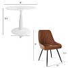 White Round Dining Table Set For 4,Round Pedestal Dining Table 35" With 4 Upholstered Faux Leather Dining Chair with Black Legs-Maison Boucle - 4 of 4