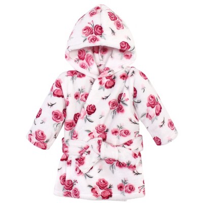 Hudson Baby Infant Boy Plush Animal Face Bathrobe, Rose, 0-9 Months